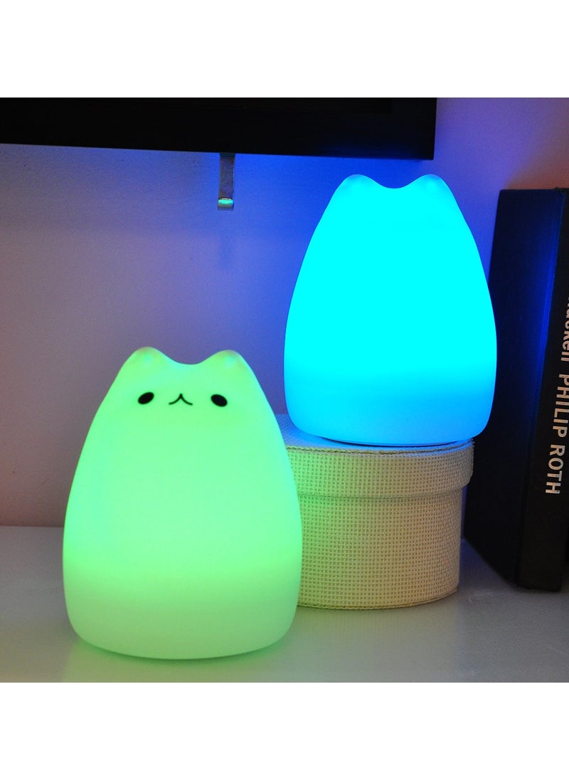 Cartoon Cat Silicone Lamp Colorful Color-changing Silicone Animal Lamp Desktop Patting Night Light