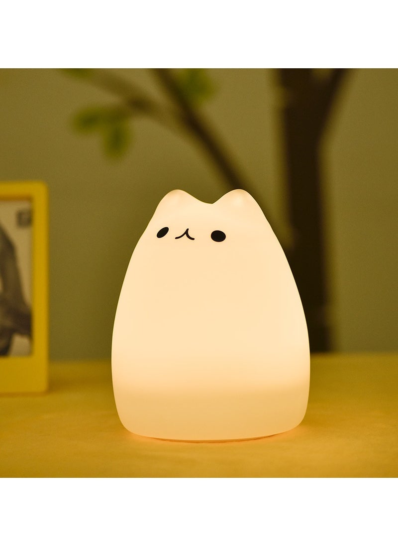 Cartoon Cat Silicone Lamp Colorful Color-changing Silicone Animal Lamp Desktop Patting Night Light