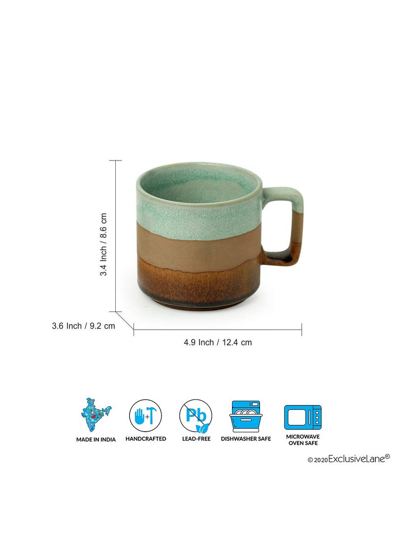 ExclusiveLane 'Mint Chocolate' Hand Glazed Studio Pottery Ceramic Tea Mugs & Ceramic Coffee Mugs (Set of 2, 360 ML, Microwave Safe) - Ceramic Mugs Tea Mugs Milk Mugs Pottery Mugs Drinkware Glassware