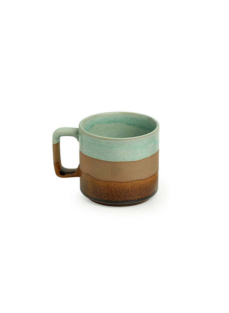 ExclusiveLane 'Mint Chocolate' Hand Glazed Studio Pottery Ceramic Tea Mugs & Ceramic Coffee Mugs (Set of 2, 360 ML, Microwave Safe) - Ceramic Mugs Tea Mugs Milk Mugs Pottery Mugs Drinkware Glassware