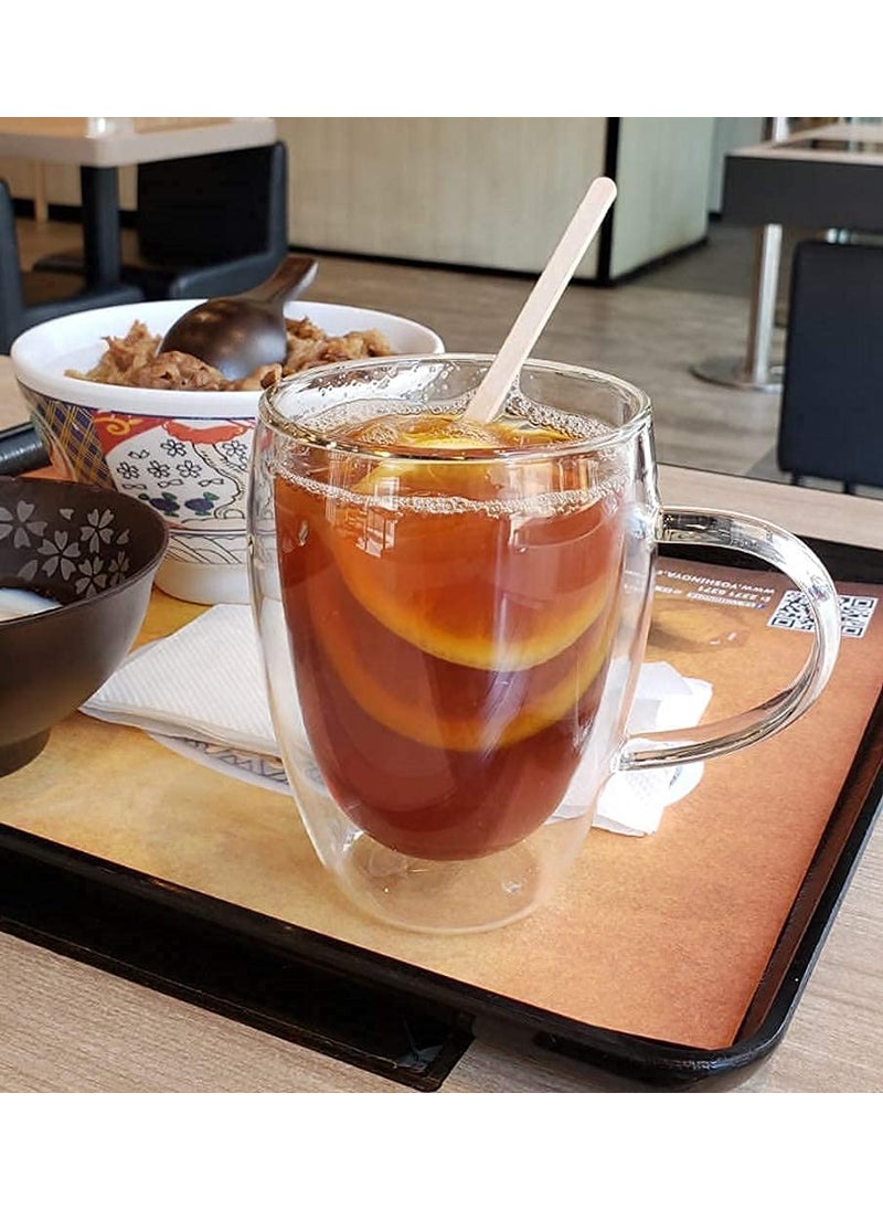 Baskety 350ml Double Wall Glass Coffee Mugs with Handle, Double-Walled Insulated, Mug Set Perfect for Espresso, Latte, Cappuccino, Ice Beverge, Thermal Drinking Glasses (Pack of 1)