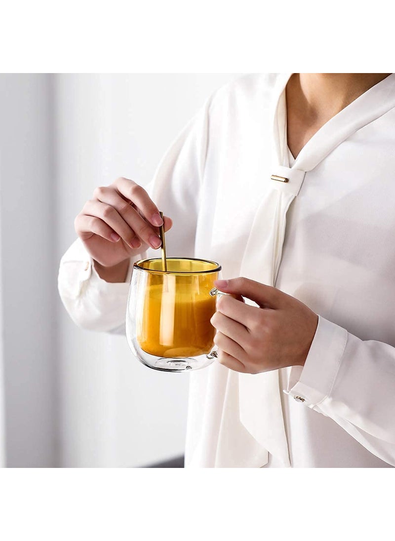 Baskety Reusable Double Wall Coffee Glasses Cups Insulated Cups Transparent Thermo Glass Cup Set Coffee Mugs for Espresso Cappuccino Latte (Pack of 1 Orange)