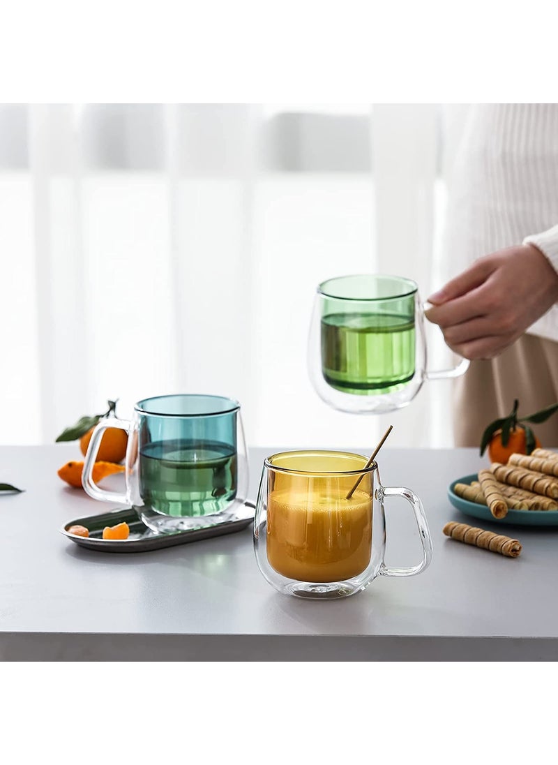 Baskety Reusable Double Wall Coffee Glasses Cups Insulated Cups Transparent Thermo Glass Cup Set Coffee Mugs for Espresso Cappuccino Latte (Pack of 1 Orange)