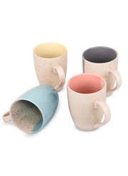 MRD Three Tone Ceramic Coffee Mugs Set of 4, 250 ML Each Microwave Safe (Color-Black)