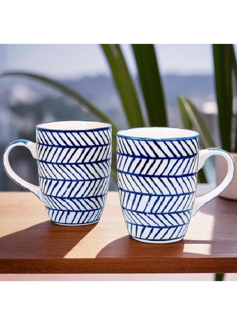 KITTENS Blue Arrow Coffee Mug, 275ml Tea and Coffee Mugs Set of 2, Microwave & Dishwasher Safe, Hand Painted, Aesthetic Tea Cup Ideal for Home & Office