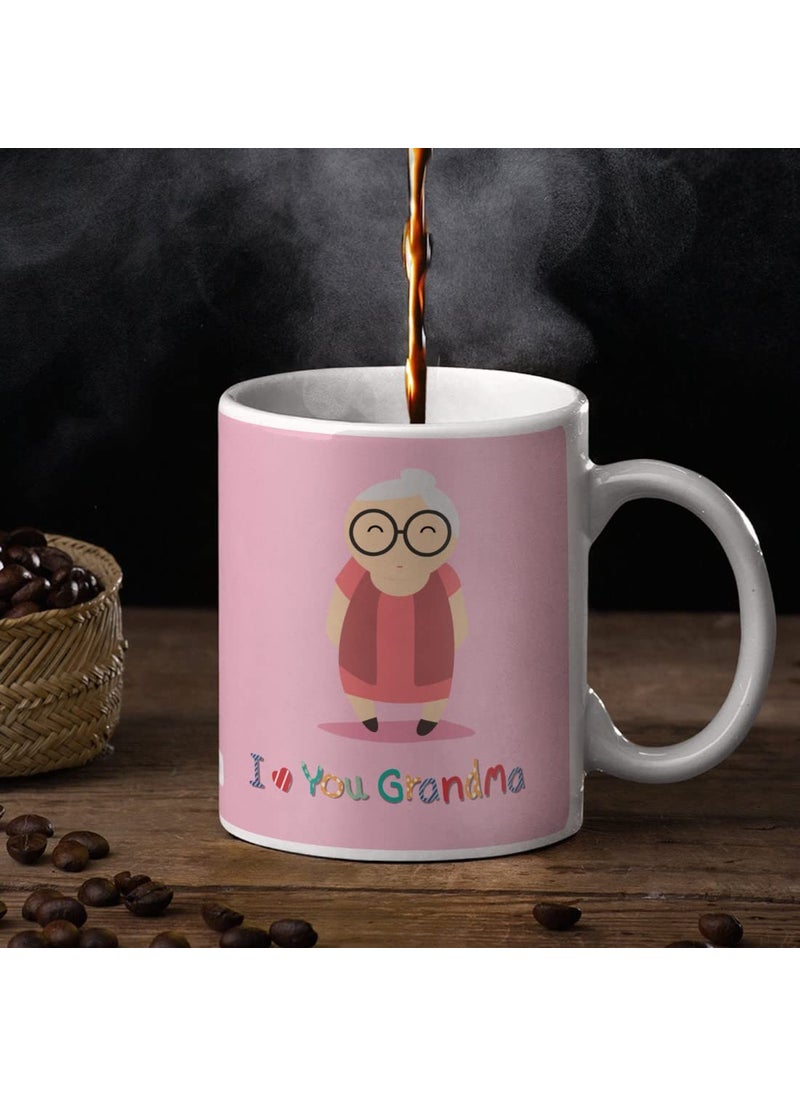 Indigifts Cushion Cover with Filler & Coffee Mug Combo Grandma I Love You Printed Pillow |Birthday Gift for Maa, Grandmother, Mother (Multi)
