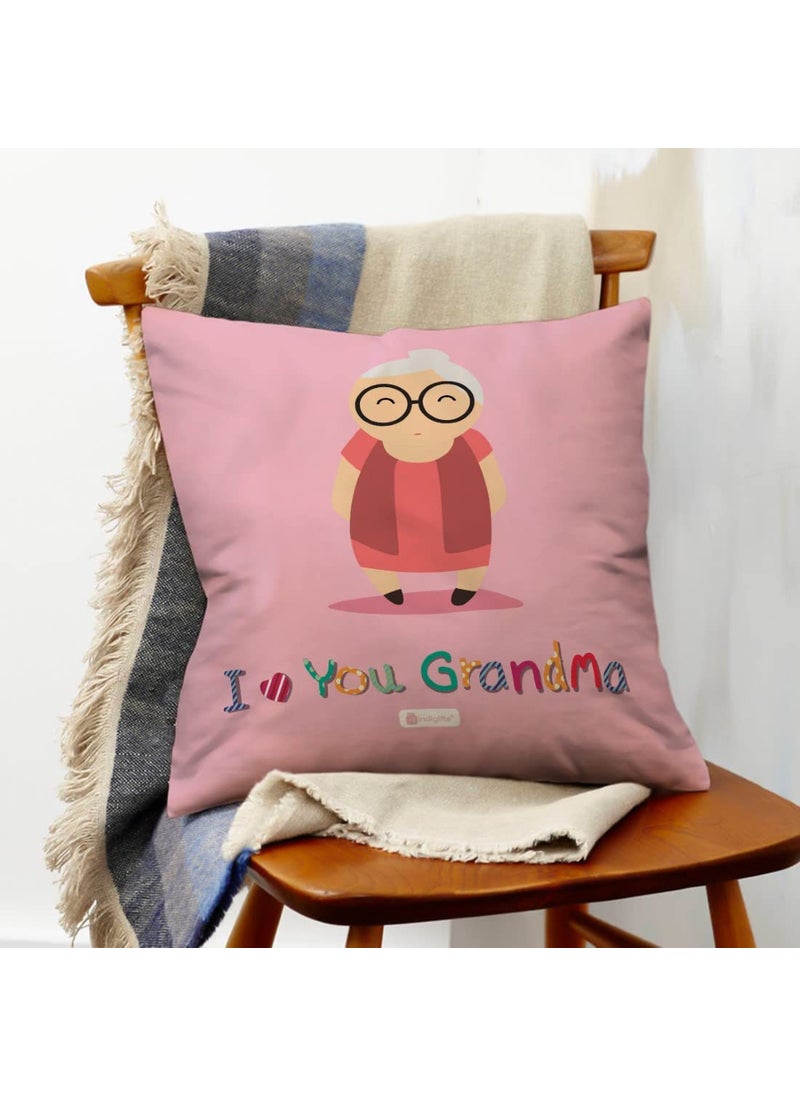 Indigifts Cushion Cover with Filler & Coffee Mug Combo Grandma I Love You Printed Pillow |Birthday Gift for Maa, Grandmother, Mother (Multi)