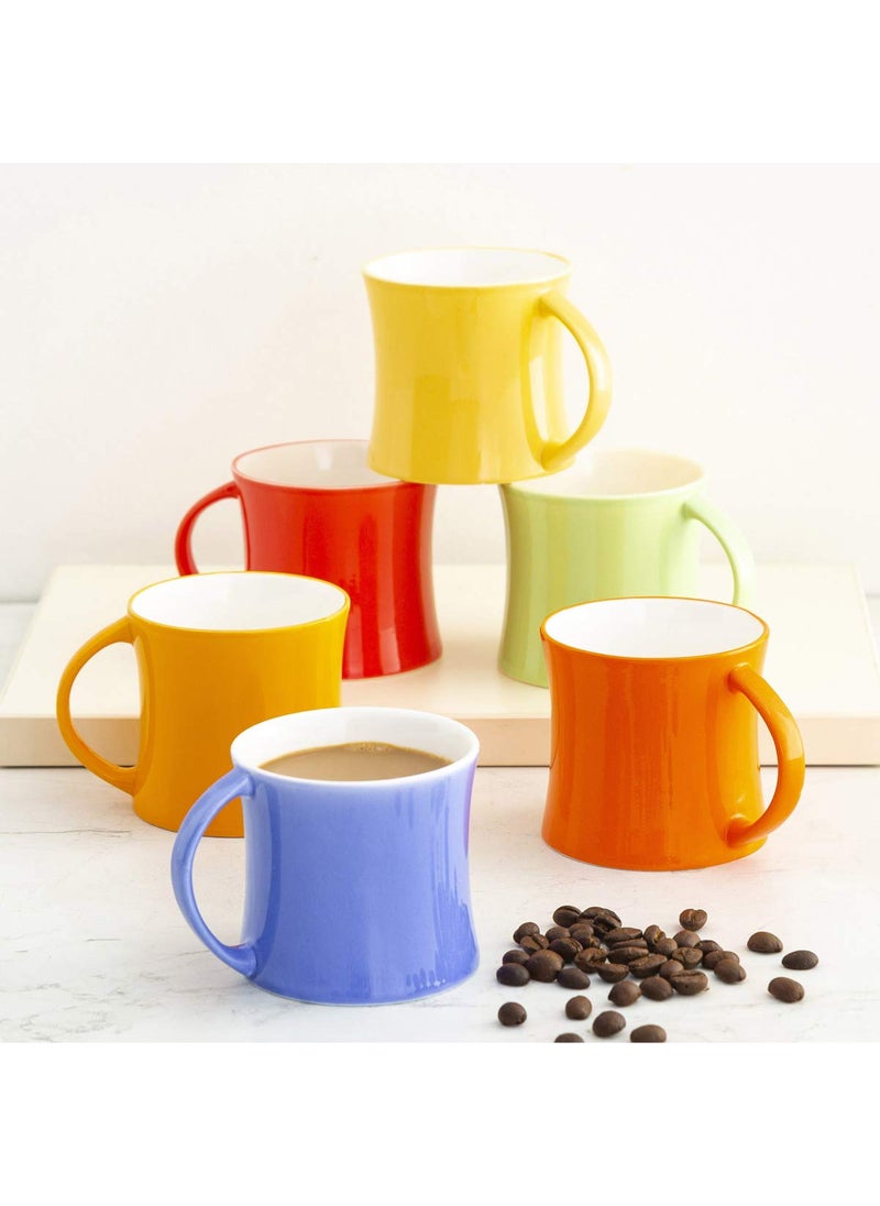 Home Centre Corsica Solid Bone China Coffee Mug (Multicolour) - Set of 6 Pcs