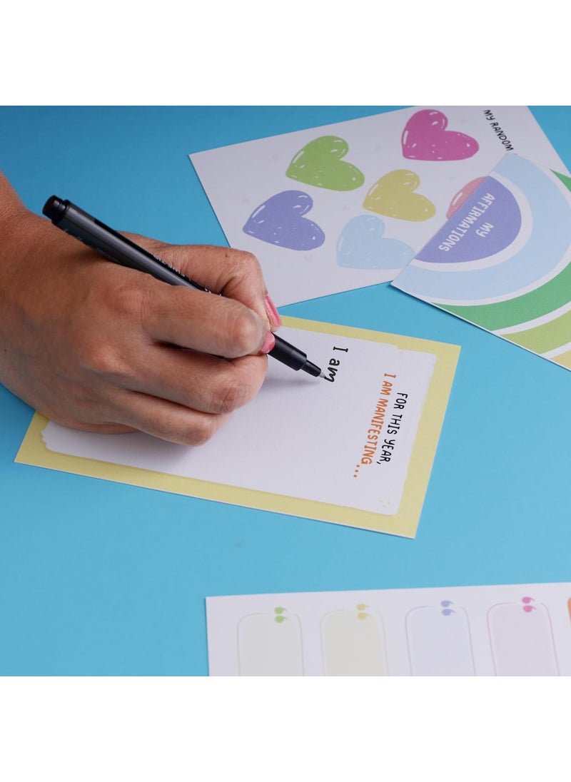 Oye Happy - Wellness Combo for New Year 2025 | Interactive Wellness Calendar & Mirror Card | Self-Care & Gratitude Gift Set