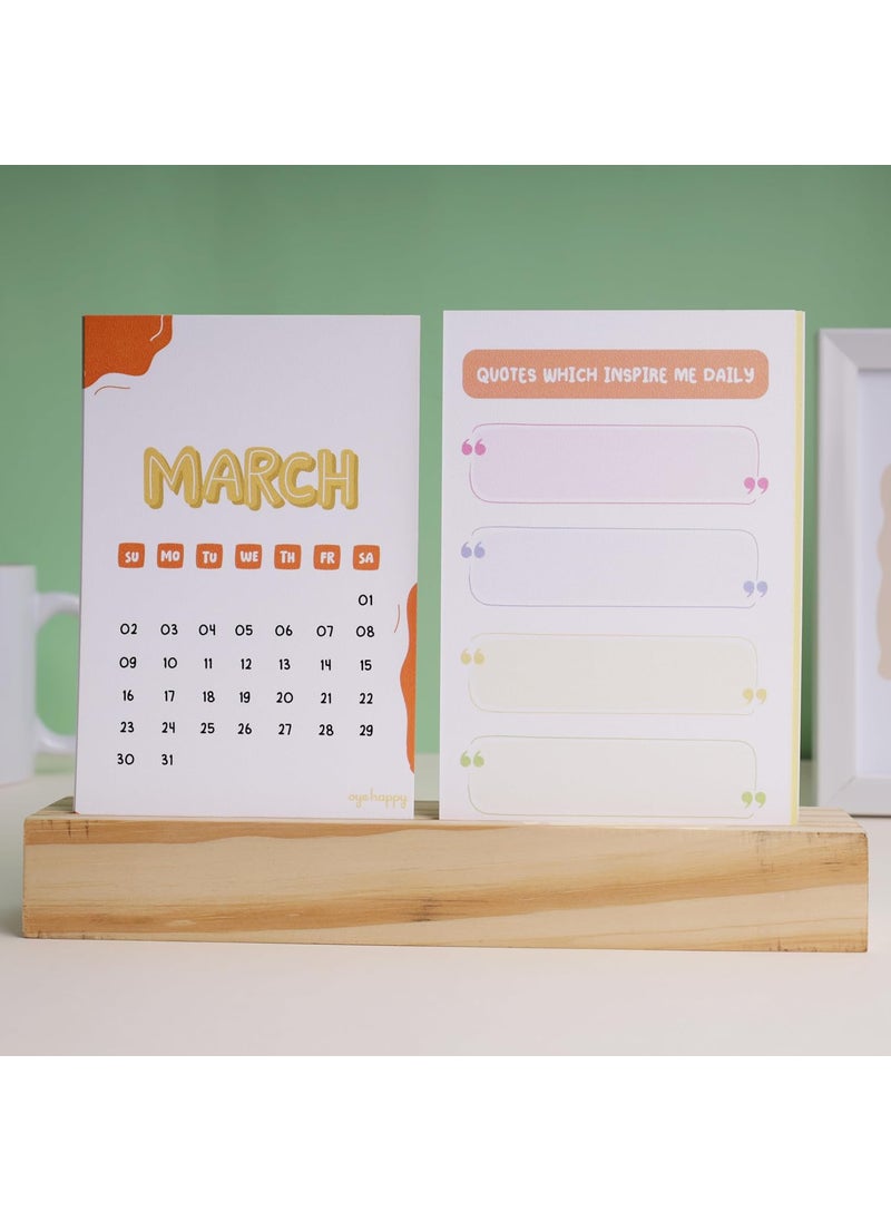 Oye Happy - Wellness Combo for New Year 2025 | Interactive Wellness Calendar & Mirror Card | Self-Care & Gratitude Gift Set