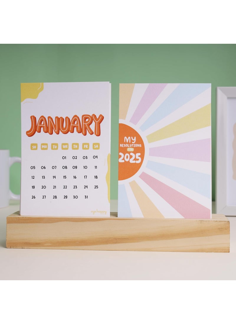 Oye Happy - Wellness Combo for New Year 2025 | Interactive Wellness Calendar & Mirror Card | Self-Care & Gratitude Gift Set