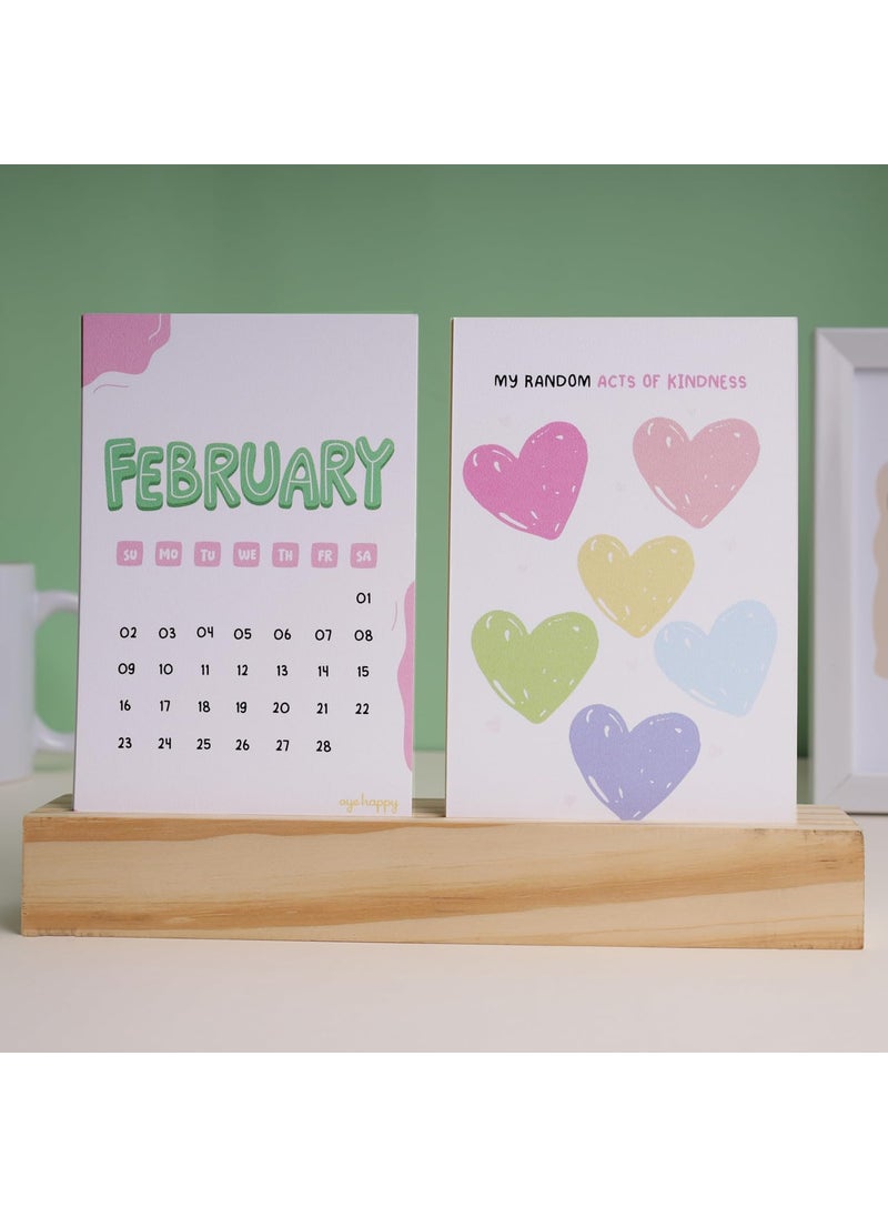 Oye Happy - Wellness Combo for New Year 2025 | Interactive Wellness Calendar & Mirror Card | Self-Care & Gratitude Gift Set