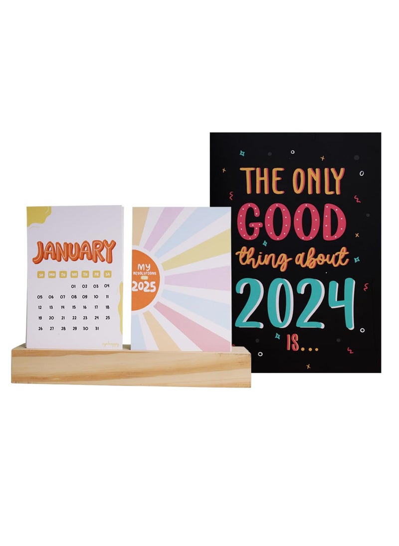 Oye Happy - Wellness Combo for New Year 2025 | Interactive Wellness Calendar & Mirror Card | Self-Care & Gratitude Gift Set