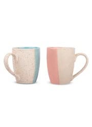 MRD Duo Tone Ceramic Coffee Mugs Set of 2, 250 ML Each Microwave Safe (Color: Off-White)