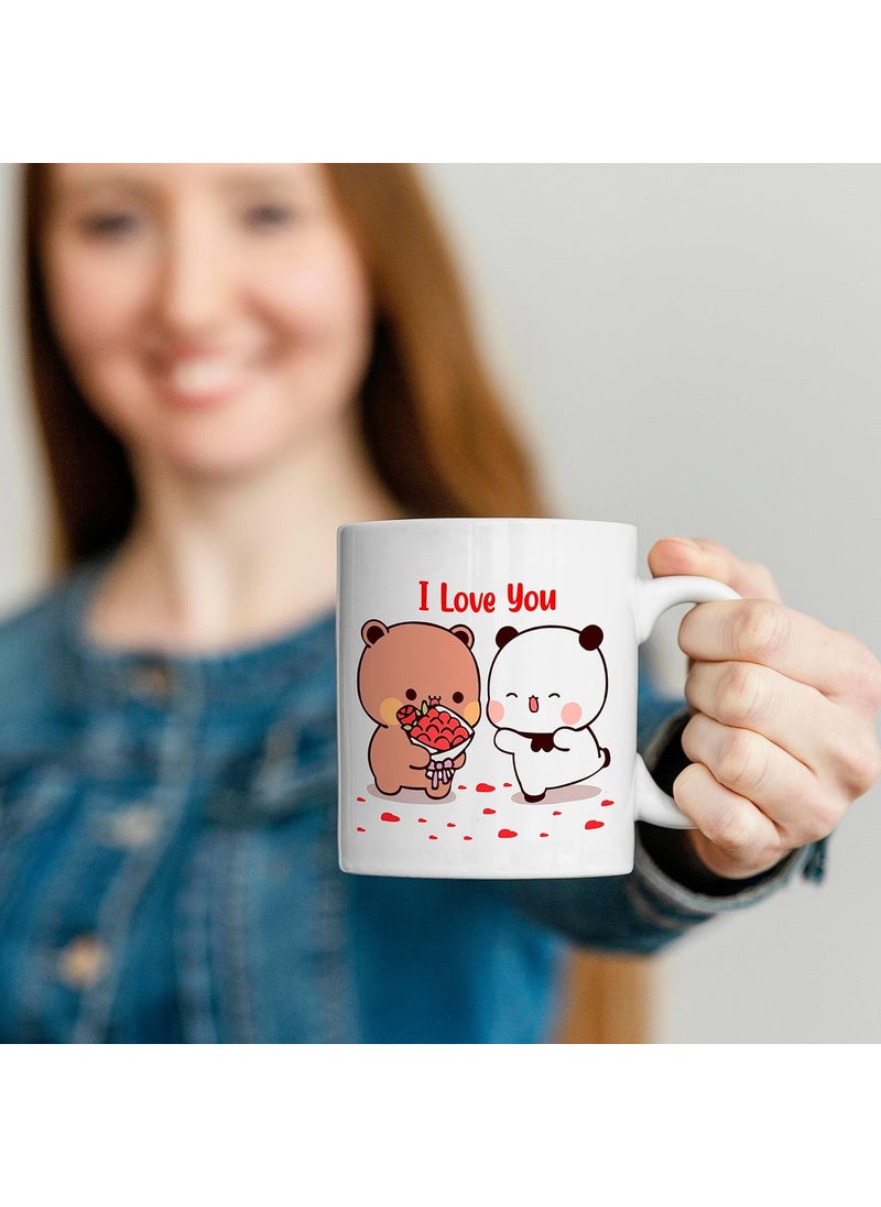 Bubu Dudu Love Gift for Birthday/Anniversary Sipper Water Bottle Aluminium with Coffee Mug, Wooden Keychain Combo Pack MSK-8