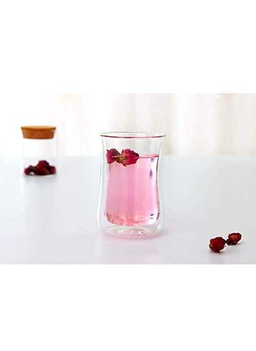 P-Plus International Double Walled Turkish Coffee Tea Glasses, Espresso Cappuccino Cups Latte Mugs, Insulated Borosilicate Glass (P17-300ml-Pack 2)