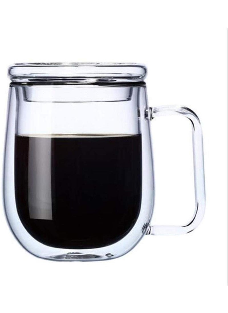 P-PLUS INTERNATIONAL Glass Borosilicate Juice/Water Coffee Mug (P19-250ml-Pack 2 with Glass Lid)