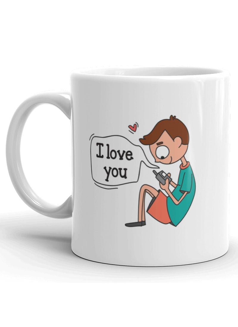 Oye Happy I Love You Premium Ceramic Mugs - Set of 2, Multicolour, 330ml