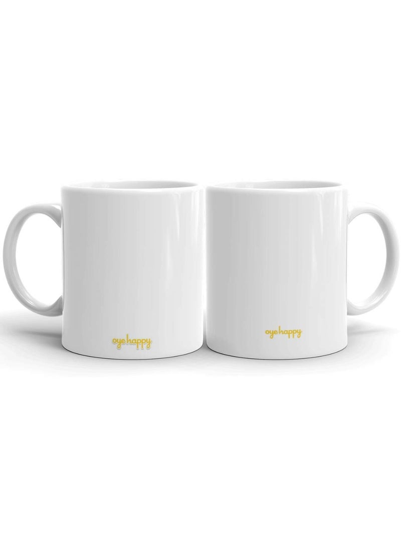 Oye Happy I Love You Premium Ceramic Mugs - Set of 2, Multicolour, 330ml