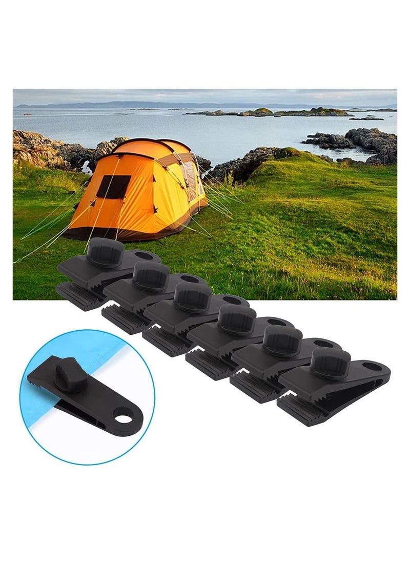 10 Sets of Bungee Balls and Tarp Clips Black 6 Inches Ball Cord Heavy Duty Lock Grip Clamps Shark Fasteners Holder for Camping Tents Cargo Pool Awning Car Cover Holding Wire Hoses