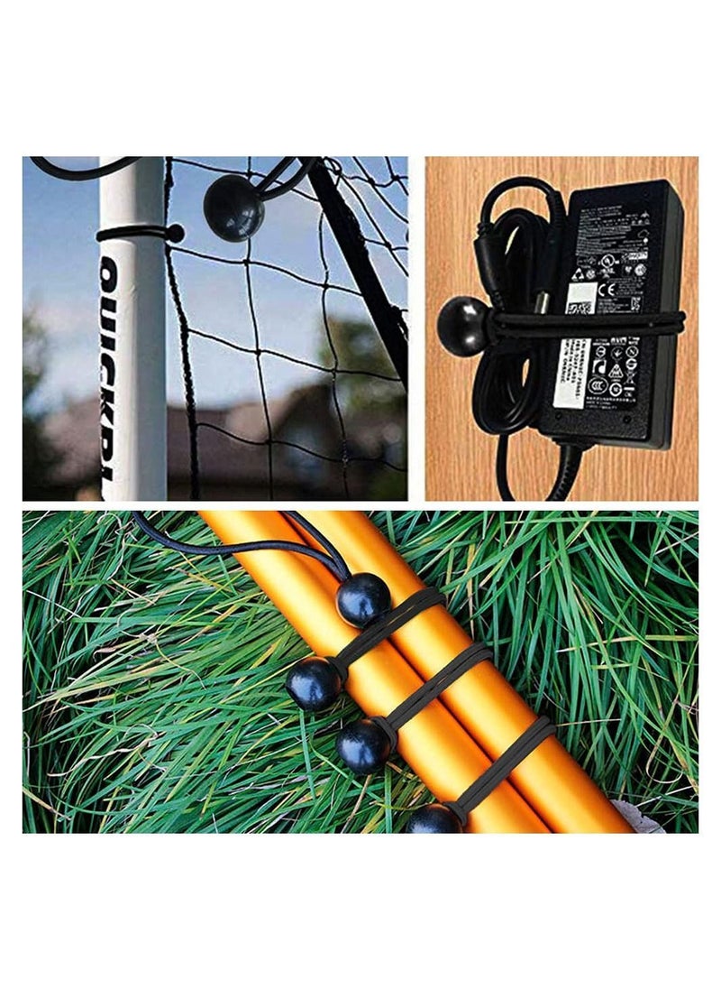 10 Sets of Bungee Balls and Tarp Clips Black 6 Inches Ball Cord Heavy Duty Lock Grip Clamps Shark Fasteners Holder for Camping Tents Cargo Pool Awning Car Cover Holding Wire Hoses