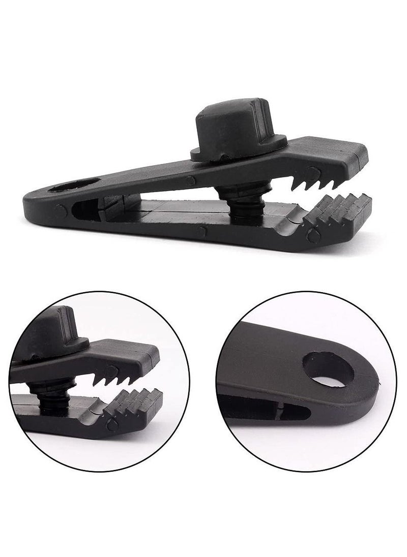 10 Sets of Bungee Balls and Tarp Clips Black 6 Inches Ball Cord Heavy Duty Lock Grip Clamps Shark Fasteners Holder for Camping Tents Cargo Pool Awning Car Cover Holding Wire Hoses