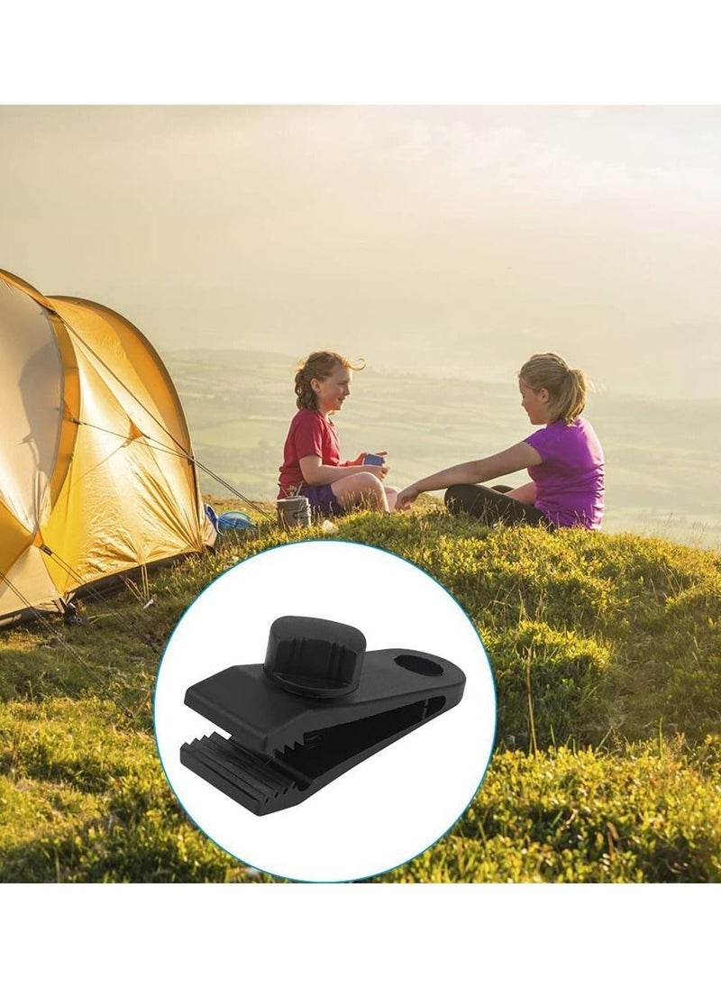 10 Sets of Bungee Balls and Tarp Clips Black 6 Inches Ball Cord Heavy Duty Lock Grip Clamps Shark Fasteners Holder for Camping Tents Cargo Pool Awning Car Cover Holding Wire Hoses