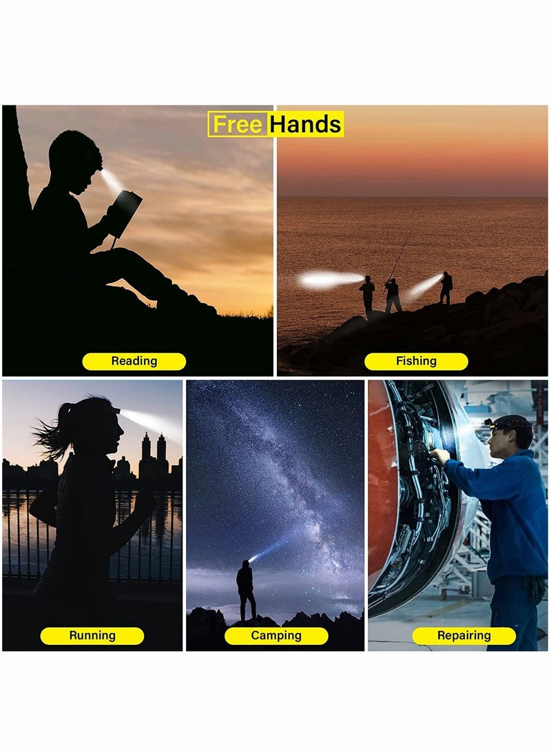 Headlamp Flashlight 270°Wide Beam Led 1000 Lumens Rechargeable With 6 Modes Motion Sensor Ipx5 Waterproof Headlight For Camping Running Fishing Hard Hat