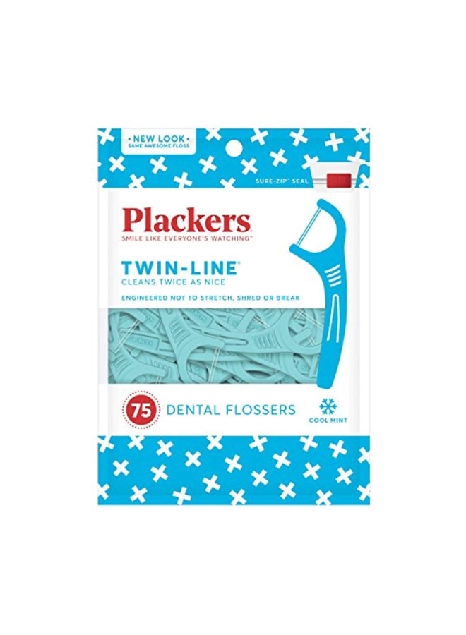 Twin-Line Dental Floss Pick Cool Mint Flavour 150 Pieces Blue