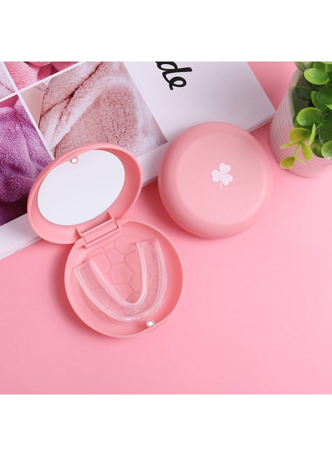 Retainer Case,Solid Orthodontic Retainer Case with Mirror-Pink