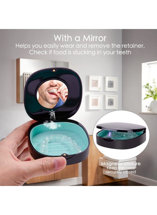 Doboli Retainer Case, Slim Aligner Case with Vent Holes, Stocking Stuffers For Gift Women Men,Compatible with Invisalign, Mouth Guard Case, Cute Retainer Case with Retainer Removal Tool and Brush,