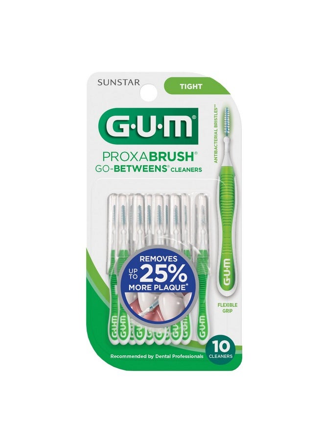 GUM Proxabrush Go-Betweens - Tight - Interdental Brushes - Soft Bristled Dental Picks for Plaque Removal Health - Safe for Braces & Dental Devices, 10ct (4pk)