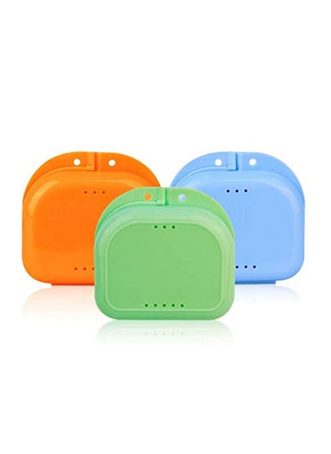 DNHCLL Pack of 4 Dentures Container False Tooth Locator with Air Vent Holes, Retainer Case Mouth Guard Case Orthodontic Denture Storage Container Carabiner Hook Portable and Easy To Travel
