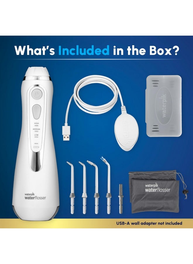 Waterpik Cordless Advanced 2.0 Water Flosser For Teeth, Gums, Braces, Dental Care With Travel Bag and 4 Tips, ADA Accepted, Rechargeable, Portable, and Waterproof, White WP-580, Packaging May Vary