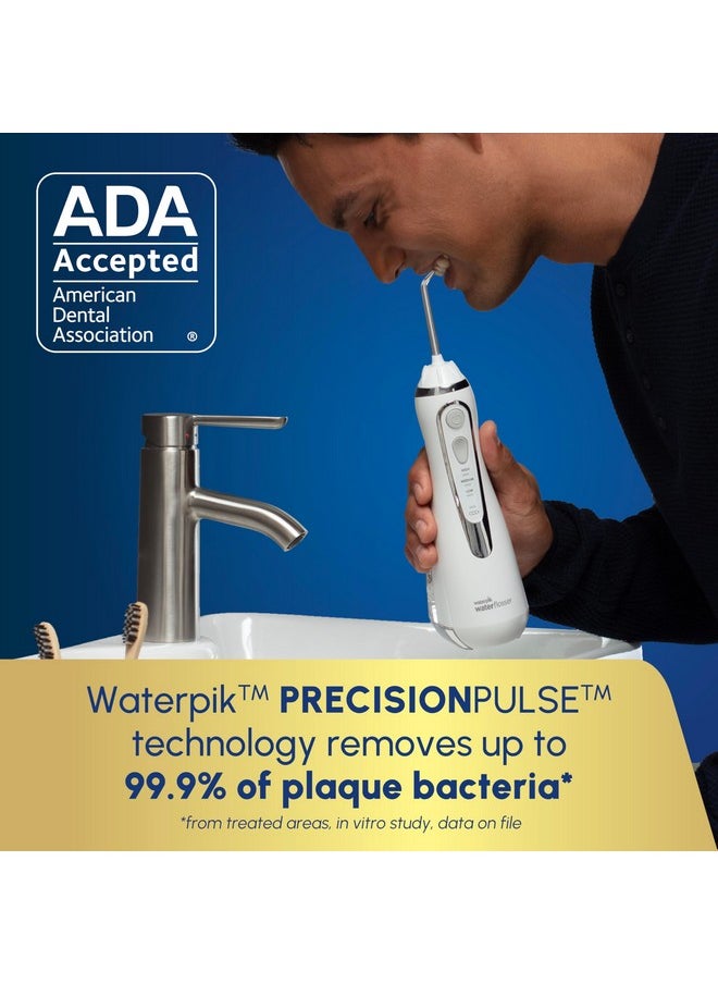 Waterpik Cordless Advanced 2.0 Water Flosser For Teeth, Gums, Braces, Dental Care With Travel Bag and 4 Tips, ADA Accepted, Rechargeable, Portable, and Waterproof, White WP-580, Packaging May Vary