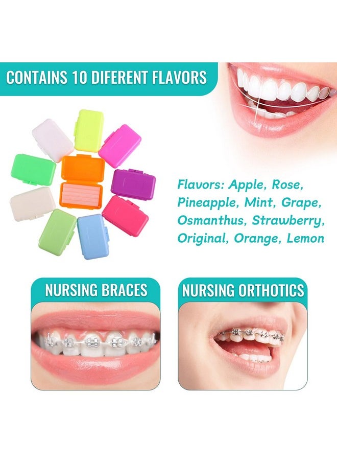 10 Pack Dental Braces Wax for Teeth Braces & Aligners, 50 Unscented & Flavorless Orthodontic Wax Strips for Dental Care Braces Brackets Cover Lip Protector Oral Appliances Ortho Accessories