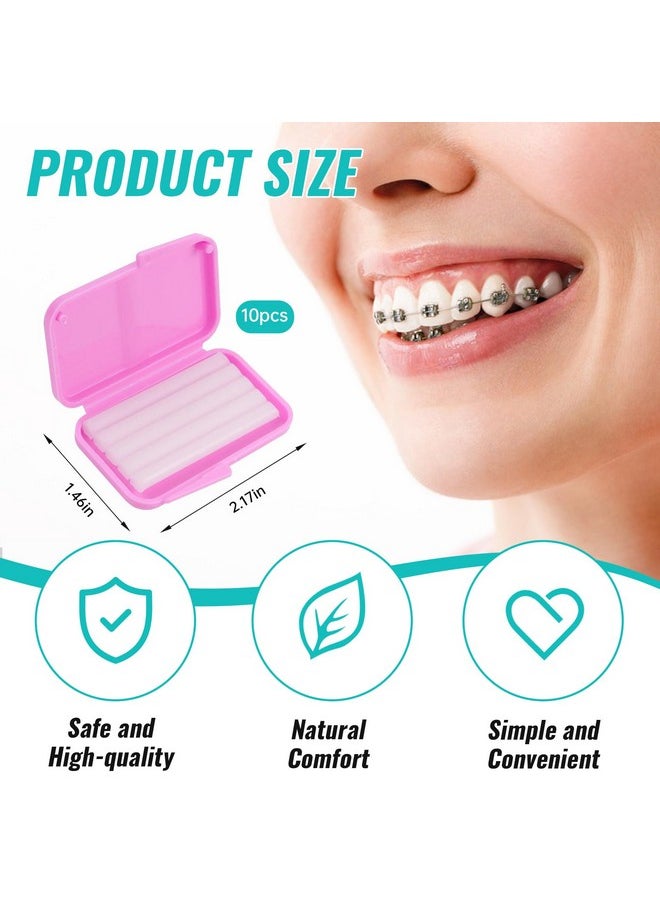 10 Pack Dental Braces Wax for Teeth Braces & Aligners, 50 Unscented & Flavorless Orthodontic Wax Strips for Dental Care Braces Brackets Cover Lip Protector Oral Appliances Ortho Accessories