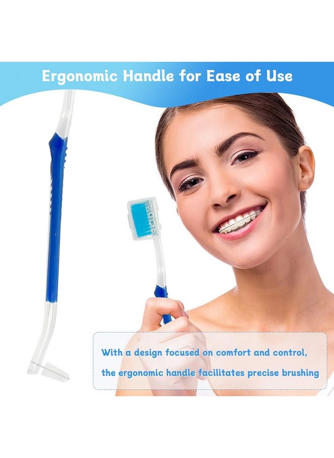 4-Pack Orthodontic Toothbrushes with Double-Ended Design - V-Trim Brush and Interspace Brush for Effective Braces Cleaning, Multi-Colored Set for Oral Dental Care