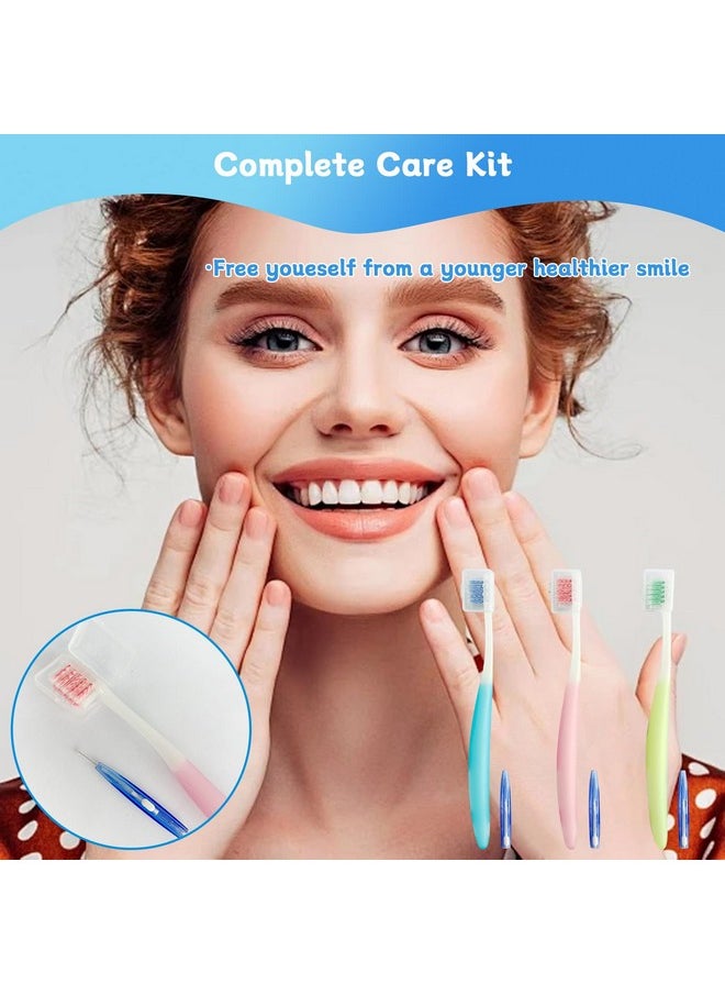 3-Pack Orthodontic Dental Care Kit - Includes Soft Bristle Toothbrushes and Braces-Friendly Brush Flosser for Cleaner Interdental Brush Toothpick, Essential Tools for Braces Hygiene Oral Care