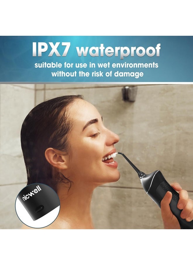 Nicwell Water Dental Flosser Teeth Pick - Cordless Portable 4 Modes Rechargeable Flossers Oral Irrigator IPX7 Waterproof Travel Gum Floss Cleaner Deep Cleaning Flossing Picks for Home Daily Shower