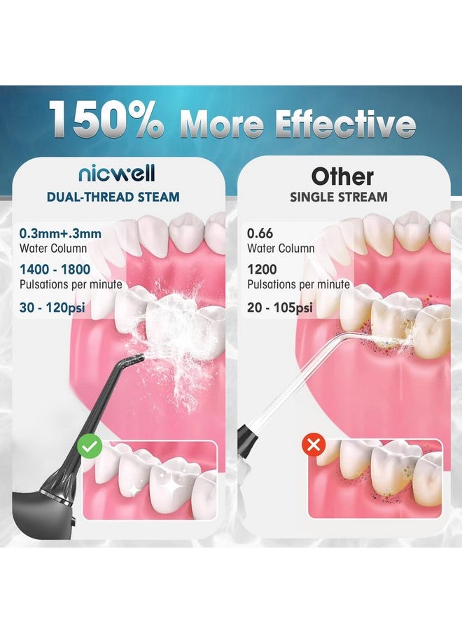 Nicwell Water Dental Flosser Teeth Pick - Cordless Portable 4 Modes Rechargeable Flossers Oral Irrigator IPX7 Waterproof Travel Gum Floss Cleaner Deep Cleaning Flossing Picks for Home Daily Shower