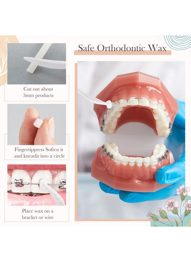 Geiserailie 5 Pack Braces Wax for Teeth New Flavored Dental Wax with Wax Applicator Scraper Orthodontic Wax for Braces Wearer, Oral Appliances, Aligners Patients(5 Floral Flavors)