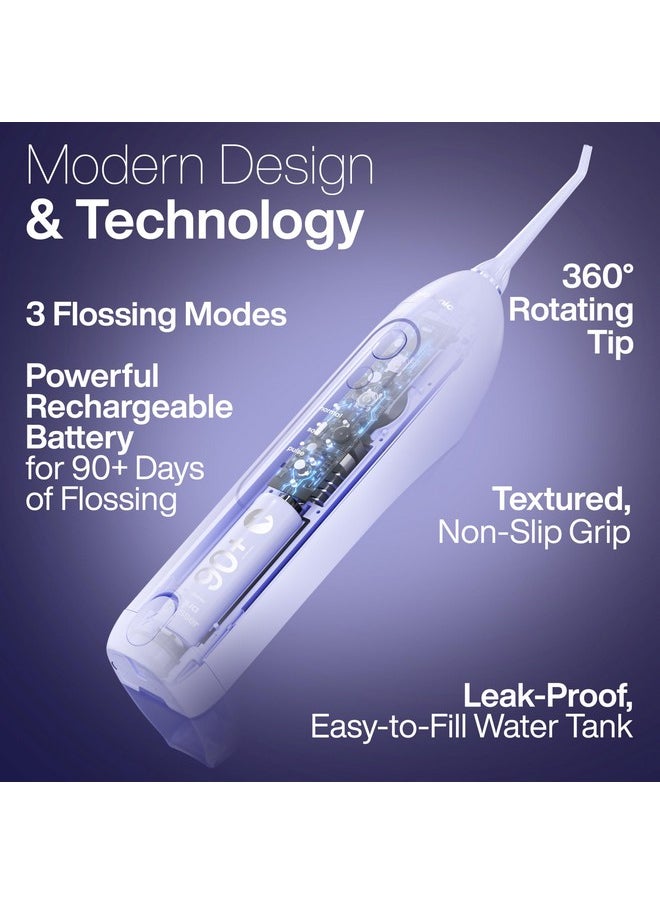 AquaSonic Icon Water Flosser for Teeth - Cordless Rechargeable Oral Irrigator - Waterproof, Portable Dental Cleaning with Jet Tip - Braces Home Travel - Lilac