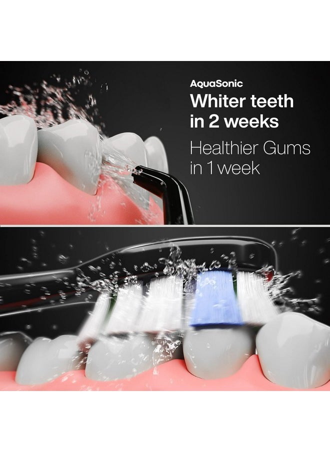 Aquasonic Home Dental Center PRO - Brushing & Flossing Made Easy - Brush & Floss - Power Toothbrush & Water Flosser - Whiter Teeth & Healthier Gums - Black Series Pro+Oral Irrigator