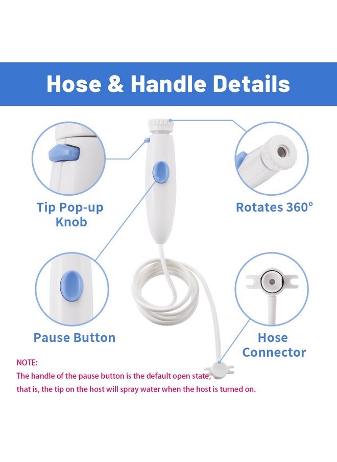 Replacement Hose and Handle Parts Compatible with Waterpik Water Flosser WP-100 WP-140 WP-150 WP-900 Series Oral Irrigator, Plastic Handle, Oral Hygiene Accessories (Pause Button)