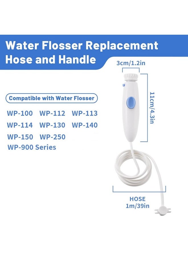 Replacement Hose and Handle Parts Compatible with Waterpik Water Flosser WP-100 WP-140 WP-150 WP-900 Series Oral Irrigator, Plastic Handle, Oral Hygiene Accessories (Pause Button)