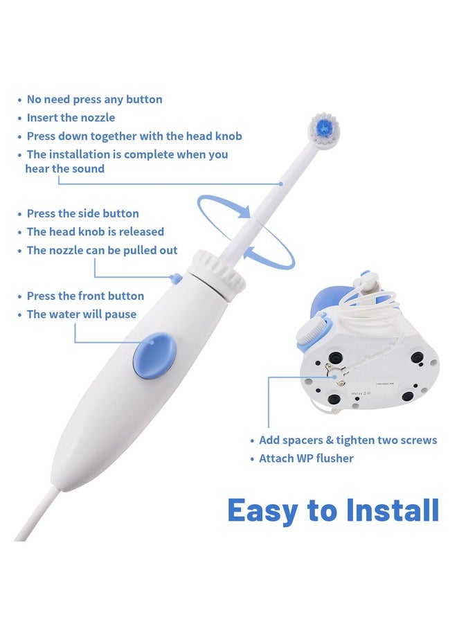 Replacement Hose and Handle Parts Compatible with Waterpik Water Flosser WP-100 WP-140 WP-150 WP-900 Series Oral Irrigator, Plastic Handle, Oral Hygiene Accessories (Pause Button)