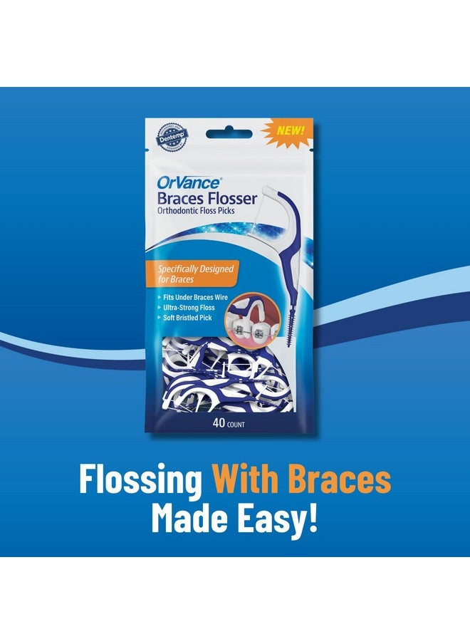 OrVance Braces Flosser - Designed for Braces for an Easy & Effective Clean, Ultra Strong Floss - 40 Count (Pack of 2)