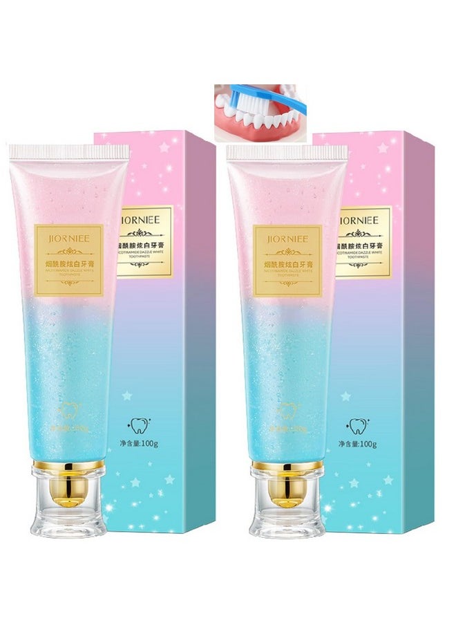 2Pcs Niacinamide Whitening Toothpaste, Nicotinamide Toothpaste, Fresh Breath Toothpaste, Remove Tooth Stains.