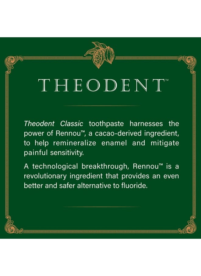 Theodent Classic Fluoride-Free, Natural Toothpaste for Remineralization and Sensitivity Reduction, Whitening Spearmint (3.4 Ounces, 96.4 Grams)